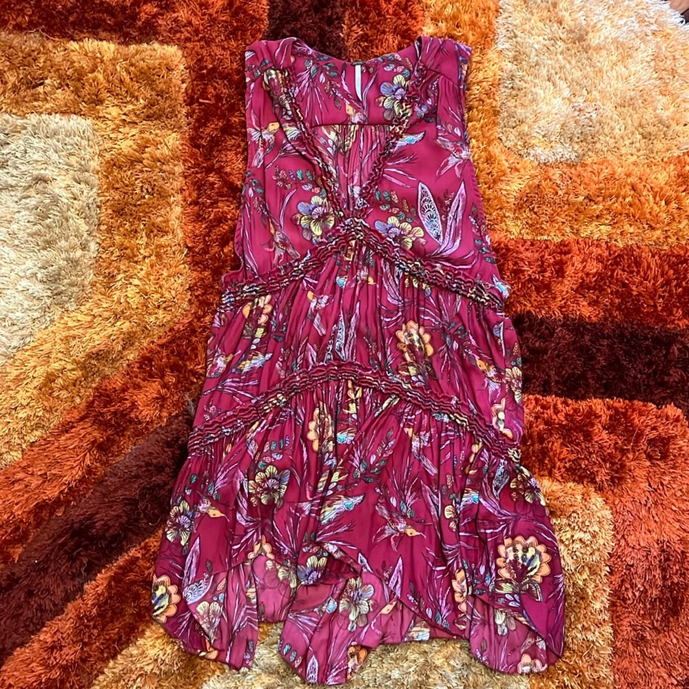 🧚‍♀️Free People Bohemian Fairy Hem Loose Mini Swing Dress size Large